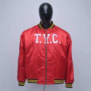Customized reversible satin jacket with embroidery logos