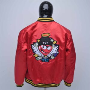 Customized reversible satin jacket with embroidery logos