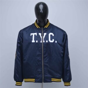 Customized reversible satin jacket with embroidery logos