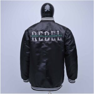 Premium Satin Bomber Jacket With Embroidered Logo