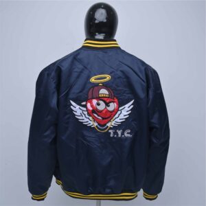 Customized reversible satin jacket with embroidery logos