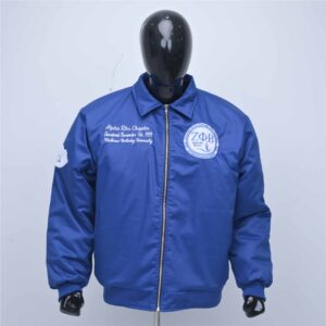 Custom Leather Bomber Jacket With Embroidered Logos