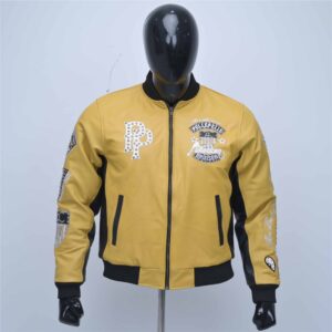 Custom Leather Varsity Bomber Jacket With Multi-Patch Graphics