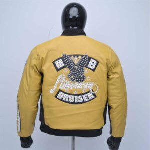 Custom Leather Varsity Bomber Jacket With Multi-Patch Graphics
