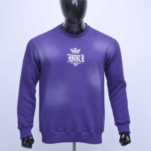 Custom Acid Wash Purple Crewneck Sweatshirt