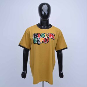 Premium Mustard Yellow Ringer Tee Featuring Multi-Color “BLACK EXPO” Chenille Patch